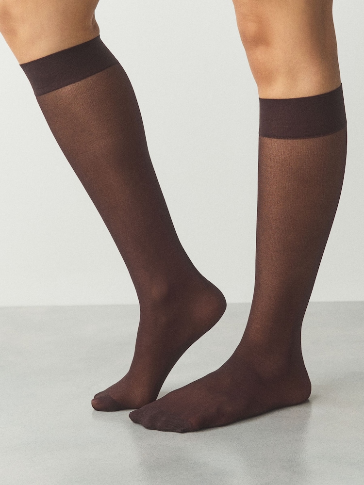 Chocolate Brown 20 Denier Knee High Socks 5 Pack - Image 2 of 2