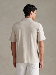 U.S. Polo Assn Natural Stripe Texture Jersey Revere Shirt - Image 4 of 8