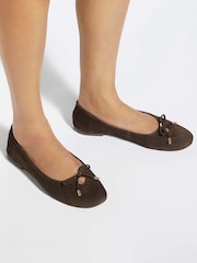 Dune London Brown Leather Hali Ballet Pumps - Image 1 of 6