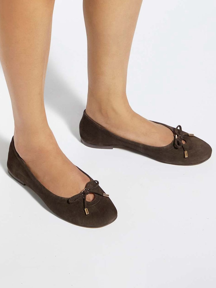 Dune London Brown Leather Hali Ballet Pumps - Image 1 of 6