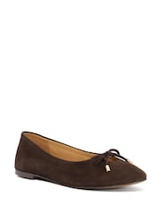 Dune London Brown Leather Hali Ballet Pumps - Image 3 of 6