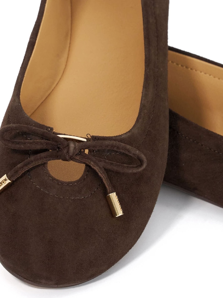 Dune London Brown Leather Hali Ballet Pumps - Image 6 of 6