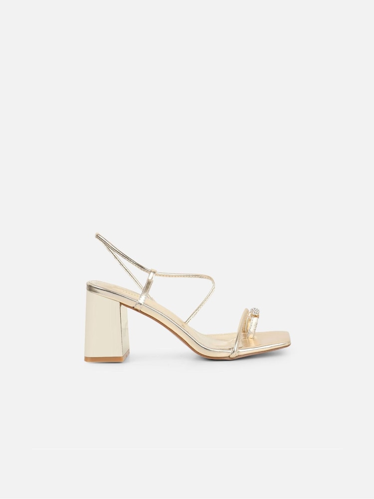Simmi London Gold Anastasia Block Heeled Sandals - Image 2 of 4 Simmi London Gold Anastasia Block Heeled Sandals - Image 2 of 4