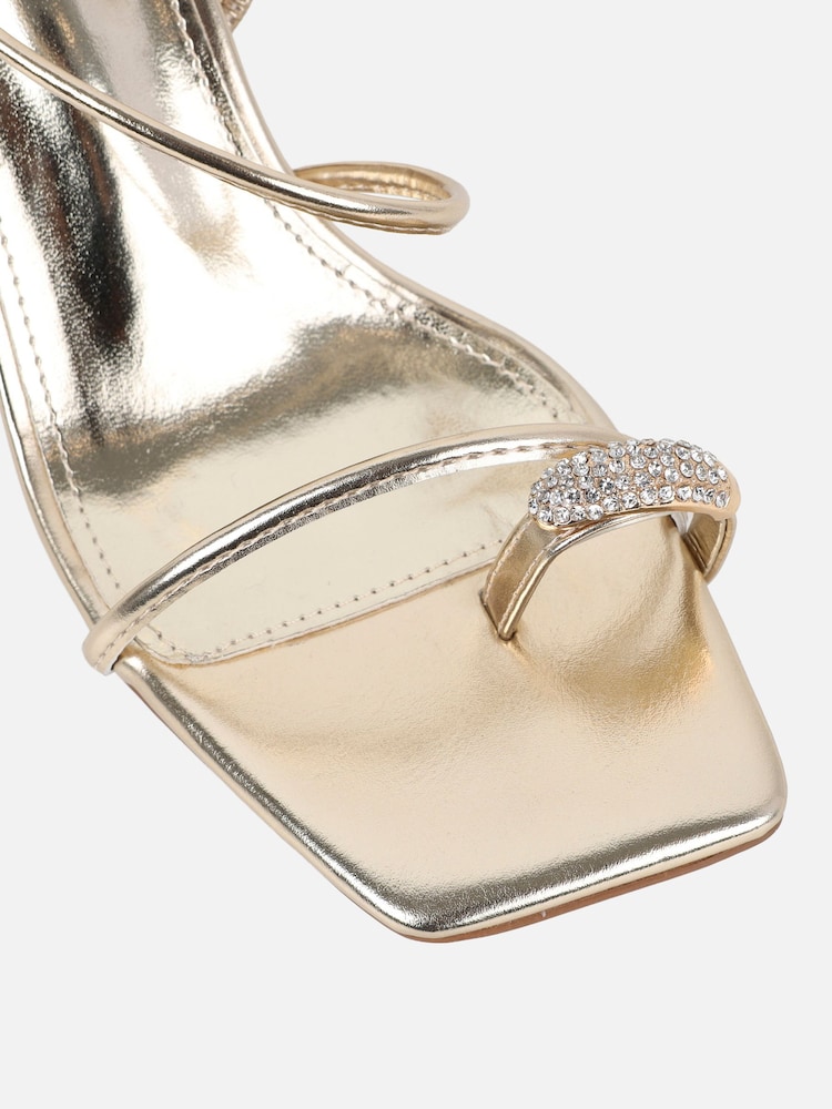 Simmi London Gold Anastasia Block Heeled Sandals - Image 4 of 4 Simmi London Gold Anastasia Block Heeled Sandals - Image 4 of 4