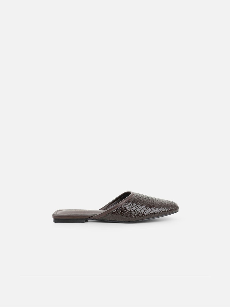 Simmi London Brown Nichola Woven Embossed Mules - Image 2 of 4