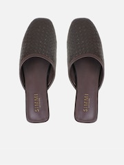 Simmi London Brown Nichola Woven Embossed Mules - Image 3 of 4