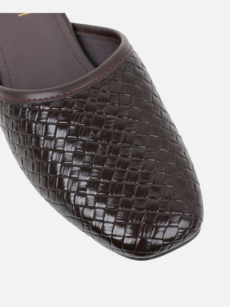 Simmi London Brown Nichola Woven Embossed Mules - Image 4 of 4