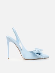 Simmi London Blue Toppaz Bow Detail Slingback Court Shoes - Image 2 of 4
