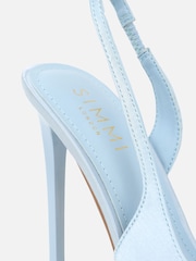 Simmi London Blue Toppaz Bow Detail Slingback Court Shoes - Image 3 of 4