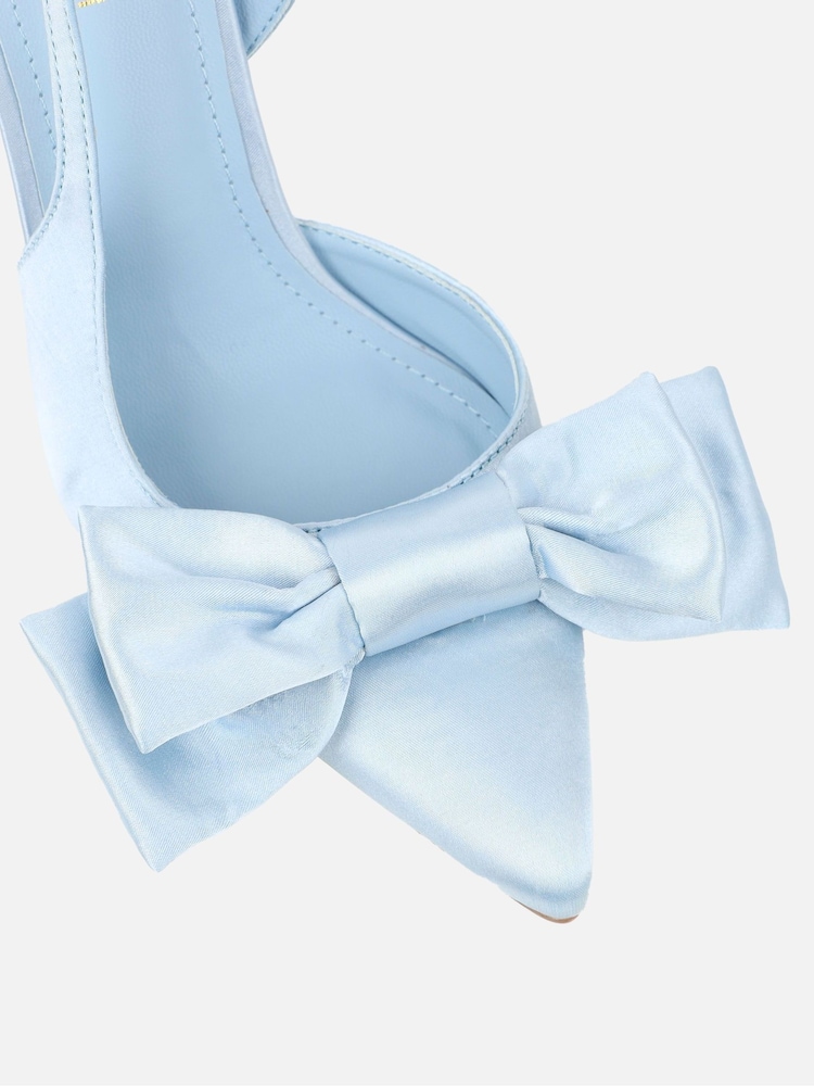 Simmi London Blue Toppaz Bow Detail Slingback Court Shoes - Image 4 of 4