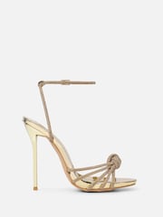 Simmi London Gold Sharon Diamante Knot Heeled Sandals - Image 2 of 4