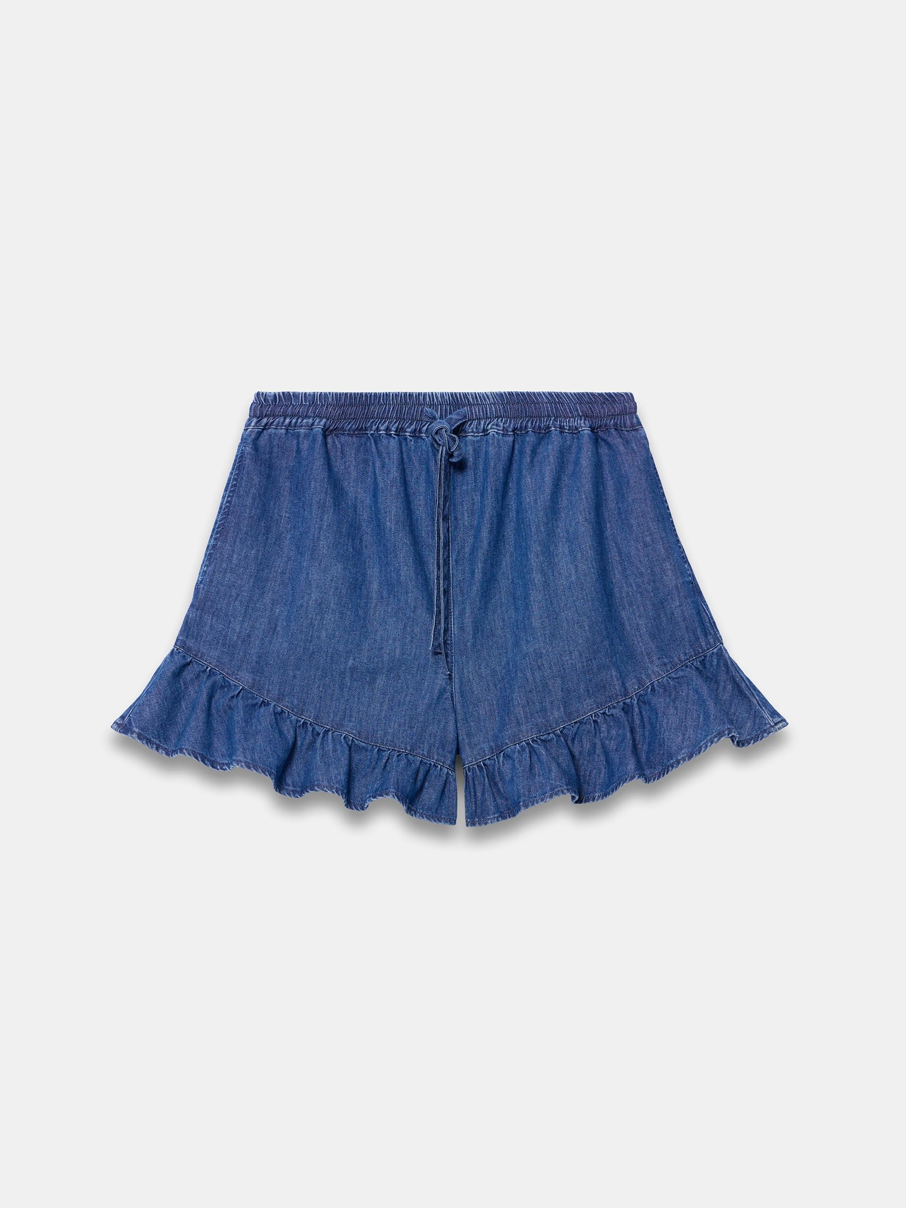 Buy Mint Velvet Blue Denim Ruffle Hem Shorts with Elasticated