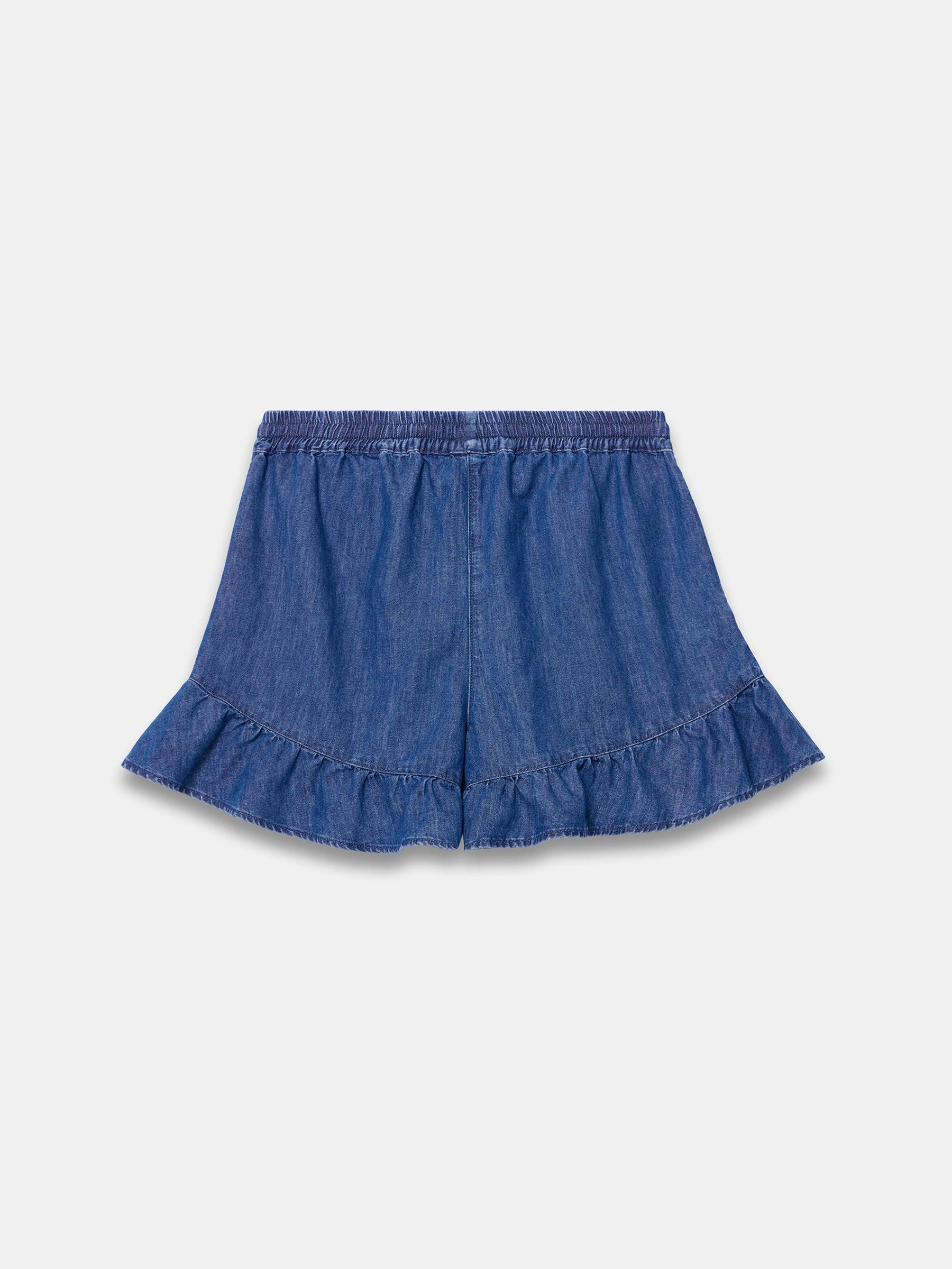 Buy Mint Velvet Blue Denim Ruffle Hem Shorts with Elasticated