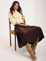 Mint Velvet Brown Suede Midi Skirt - Image 3 of 5