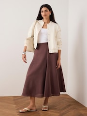 Mint Velvet Brown Full Midi Skirt - Image 1 of 5
