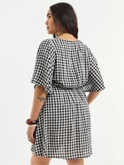 Simply Be Natural Gingham Button Through Smock Dress - Image 2 of 4