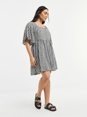 Simply Be Natural Gingham Button Through Smock Dress - Image 4 of 4