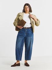 Simply Be Blue Cropped Barrel Jeans - Image 1 of 4