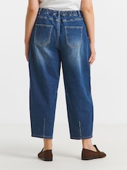 Simply Be Blue Cropped Barrel Jeans - Image 2 of 4