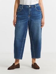 Simply Be Blue Cropped Barrel Jeans - Image 3 of 4