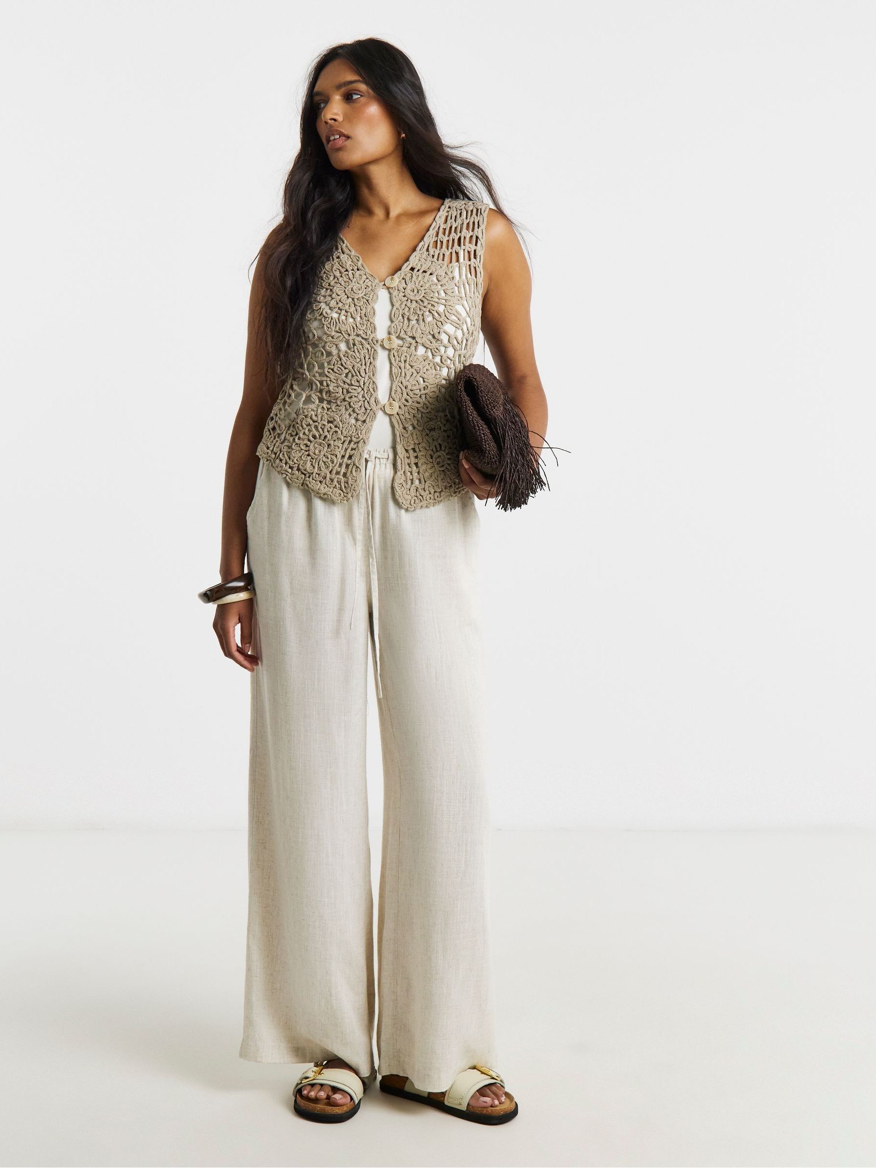 Buy Simply Be Natural Crochet Floral Waistcoat from Next USA