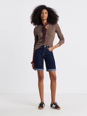 Azul - Simply Be Denim Knee Shorts - Imagen 1 de 4