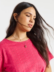 Simply Be Red Stretch Broderie Fit And Flare Top - Image 4 of 4