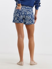 Simply Be Blue Floral Denim Jaquard Shorts - Image 3 of 4