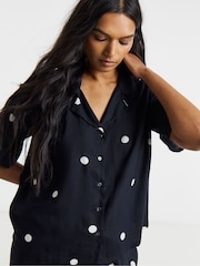 Simply Be Black Half Sleeve Resort Shirt - Image 3 of 4