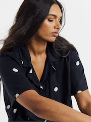 Simply Be Black Half Sleeve Resort Shirt - Image 4 of 4