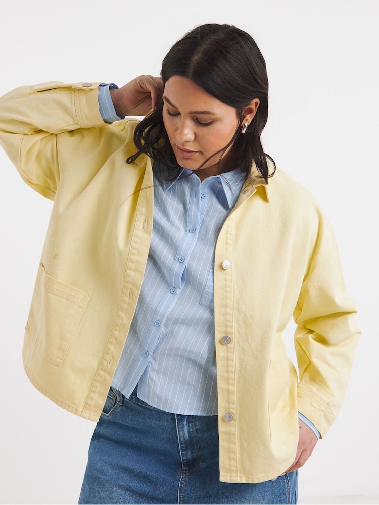 Simply Be Yellow Button Through Shacket - Image 1 of 4