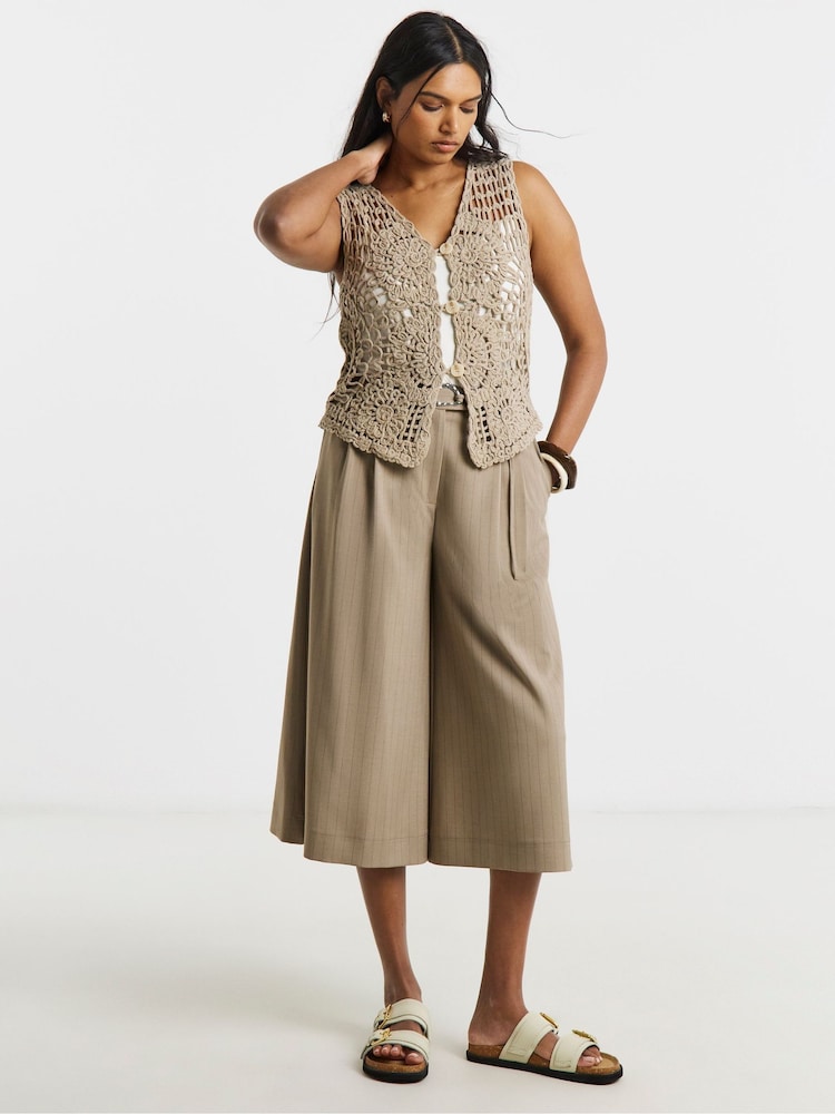 Simply Be Natural Extreme Wide Leg Culotte Trousers - Image 1 of 4 Simply Be Natural Extreme Wide Leg Culotte Trousers - Image 1 of 4