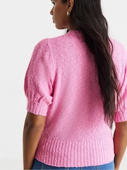 Simply Be Pink Puff Sleeve Starfish Button Cardigan - Image 2 of 4