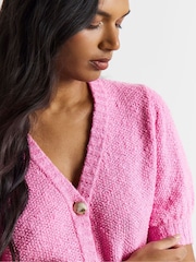 Simply Be Pink Puff Sleeve Starfish Button Cardigan - Image 3 of 4