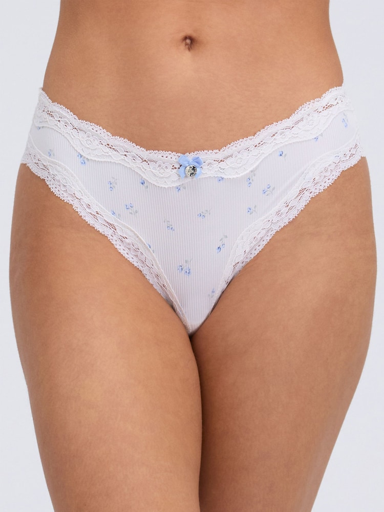 Boux Avenue White Daphne Print Briefs - Image 1 of 5