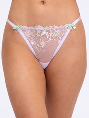 Boux Avenue Purple Heather Embroidered Thong - Image 1 of 4