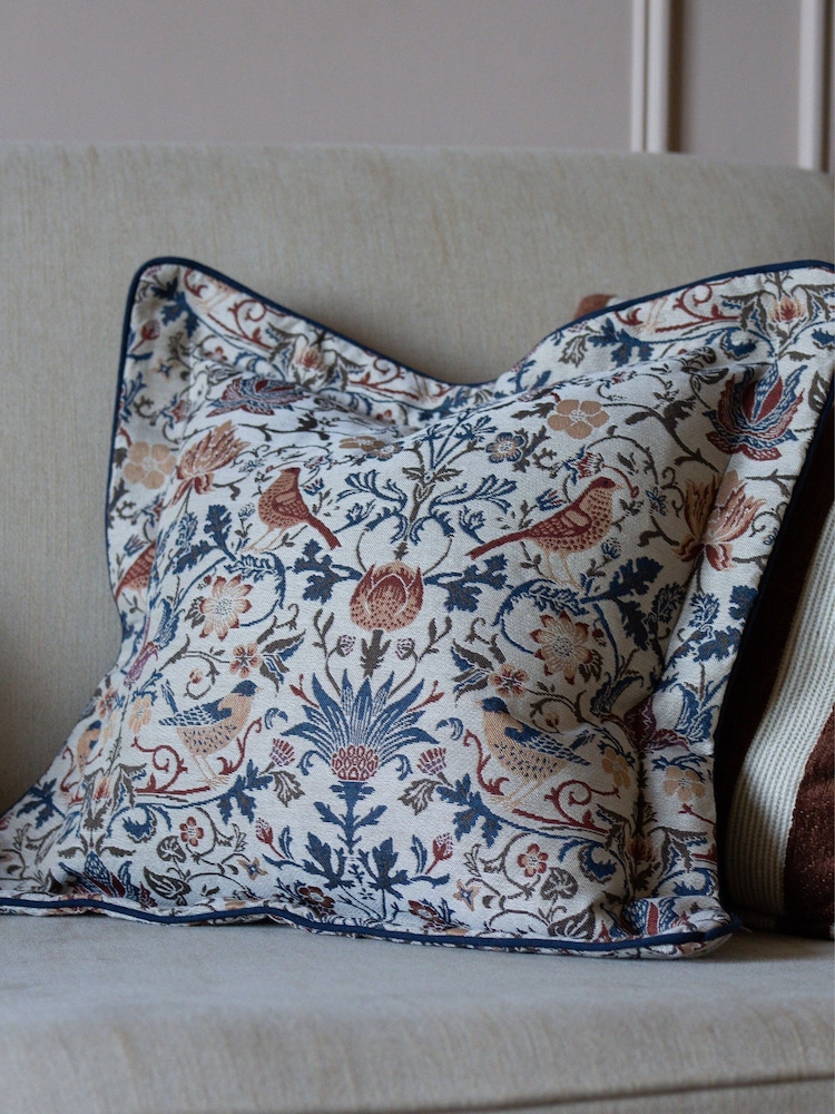 Ellenvale Interiors Navy Orla Floral Print Cushion Cover 45 X 45cm - Image 3 of 3 Ellenvale Interiors Navy Orla Floral Print Cushion Cover 45 X 45cm - Image 3 of 3