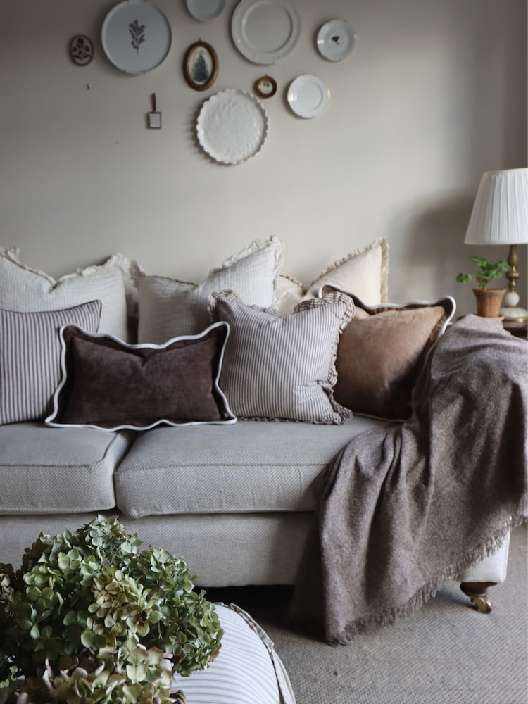 Ellenvale Interiors Coffee Chloe Scalloped Edge 45 x 45cm Cushion Cover - Image 7 of 7