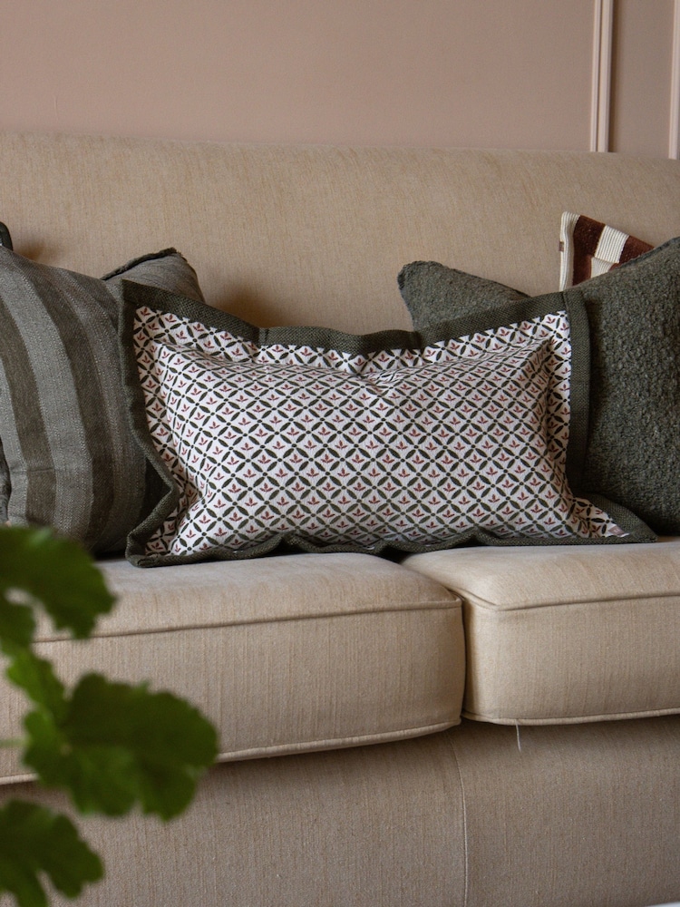 Ellenvale Interiors Olive Fleur Print Cushion Cover 50 X 30cm - Image 1 of 3