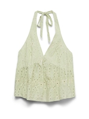 VERO MODA Green Halterneck Broderie Top - Image 5 of 5