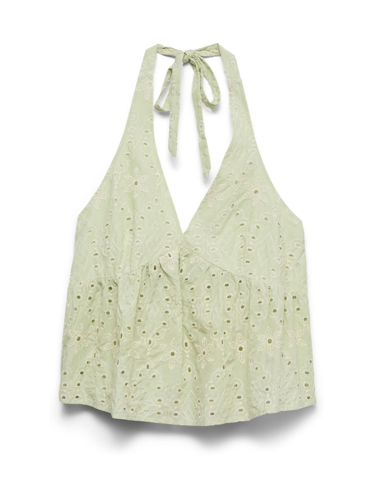 VERO MODA Green Halterneck Broderie Top - Image 5 of 5 VERO MODA Green Halterneck Broderie Top - Image 5 of 5