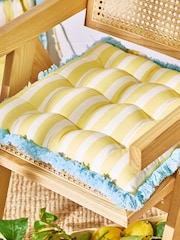 Oliver Bonas Yellow Striped Fringed Seat Pad - Image 1 of 4