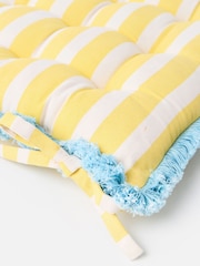 Oliver Bonas Yellow Striped Fringed Seat Pad - Image 4 of 4