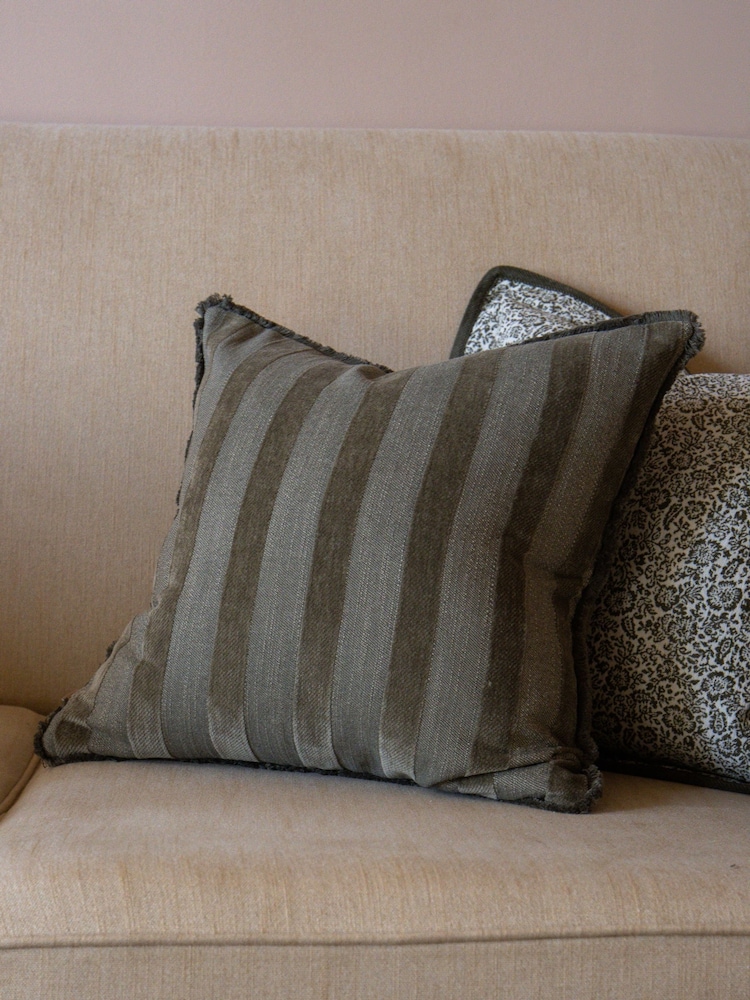 Ellenvale Interiors Olive Isla Stripe Cushion Cover 45 X 45cm - Image 1 of 3 Ellenvale Interiors Olive Isla Stripe Cushion Cover 45 X 45cm - Image 1 of 3