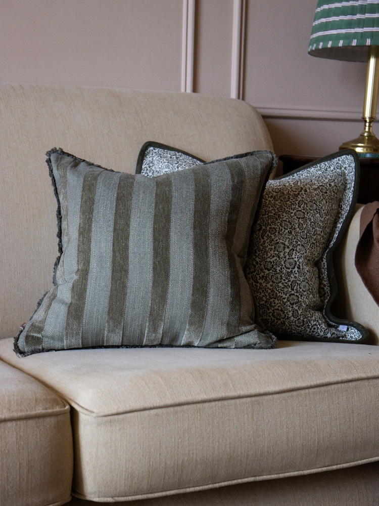 Ellenvale Interiors Olive Isla Stripe Cushion Cover 45 X 45cm - Image 3 of 3 Ellenvale Interiors Olive Isla Stripe Cushion Cover 45 X 45cm - Image 3 of 3