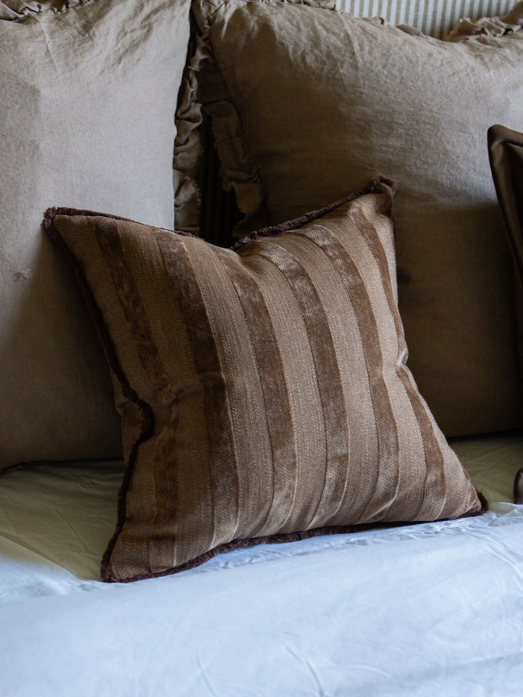 Ellenvale Interiors Dark Brown Isla Stripe Cushion Cover 45 X 45cm - Image 1 of 4 Ellenvale Interiors Dark Brown Isla Stripe Cushion Cover 45 X 45cm - Image 1 of 4