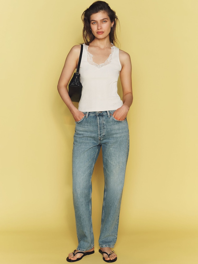 奶油 - Anthropologie Red Maeve Lace V-Neck Tank Top - 4的图像1｝