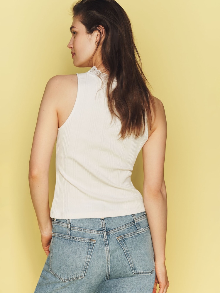 奶油 - Anthropologie Red Maeve Lace V-Neck Tank Top - 4的图像2｝