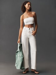 Anthropologie Maeve The Colette Full-Length Wide-Leg White Jeans - Image 2 of 4