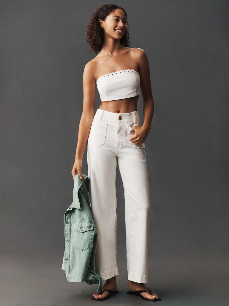 Anthropologie Maeve The Colette Full-Length Wide-Leg White Jeans - Image 2 of 4